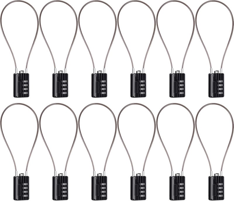 SEPOX ® Versatile 12-Piece Resettable 4-Digit Combination Travel Lock Luggage Set – Own Password Set-Up, Extrem Long Anti-Cut Vinyl Steel Cable, Ideal for Suitcase - Black 32cm Cable - Image 1